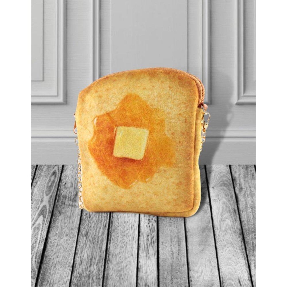 NOVELTY BUTTER TOAST BREAD HANDBAG CROSSBODY BAG